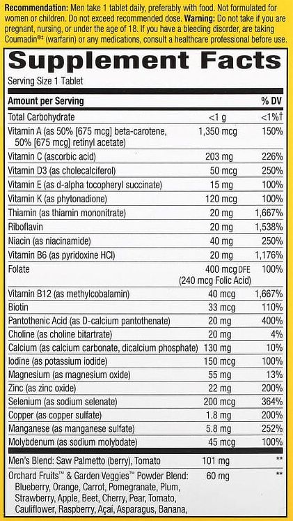 Men s Ultra Multivitamin Tablets - 60 Tablets Discount